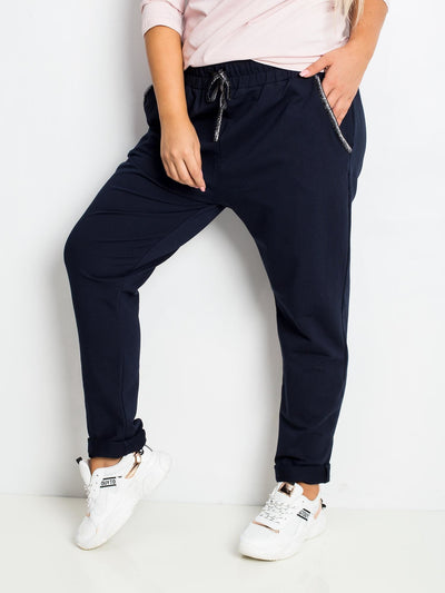 Granatowe bawełniane spodnie plus size
