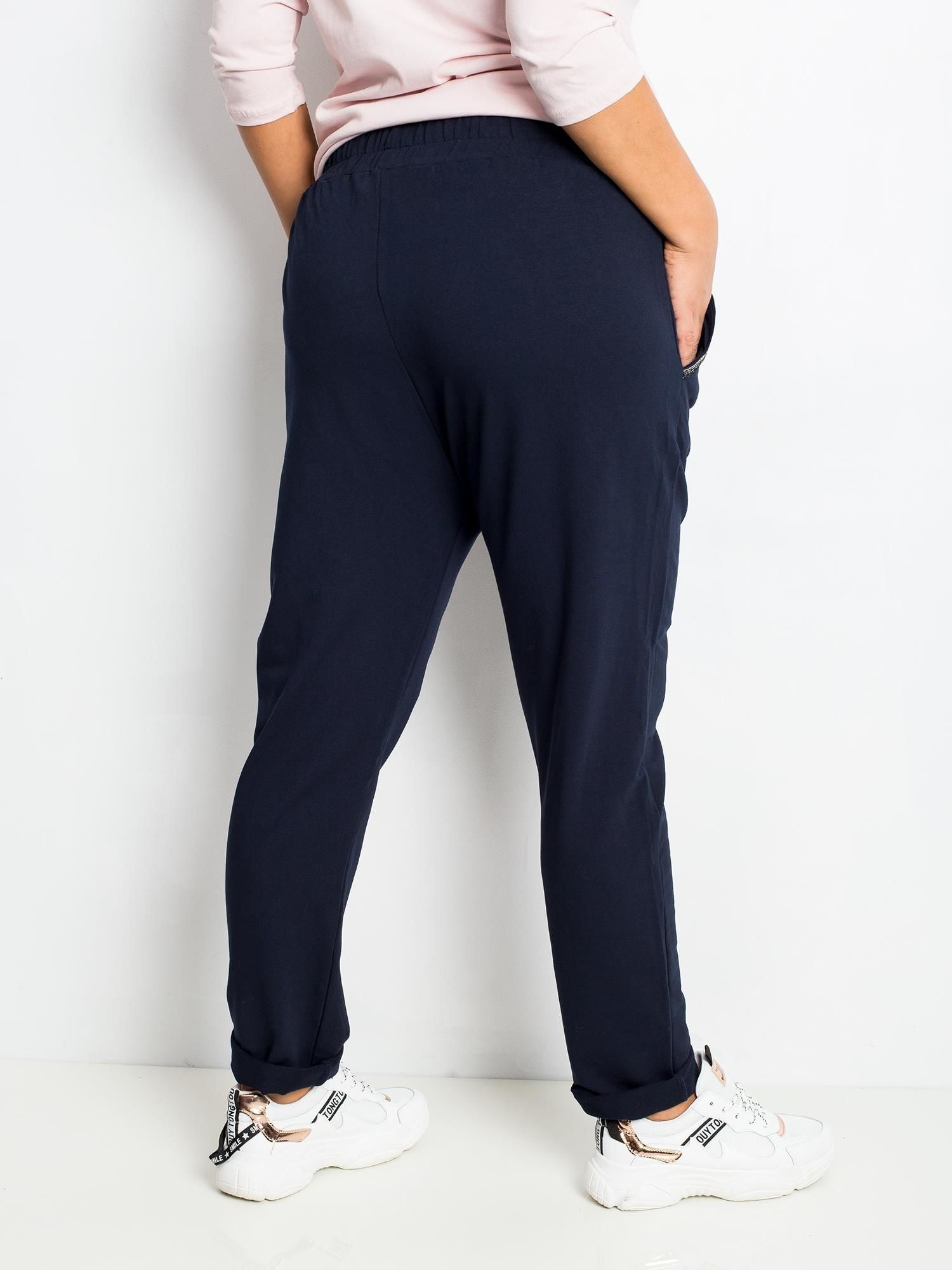 Granatowe bawełniane spodnie plus size