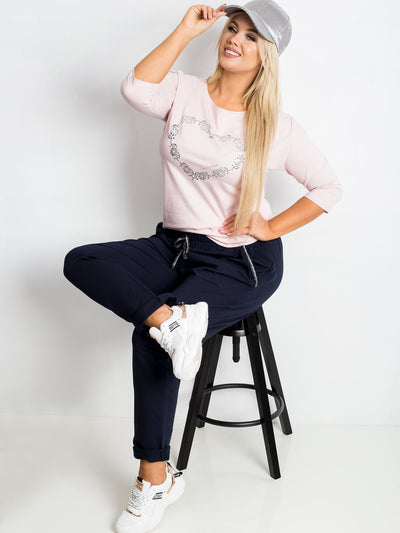 Granatowe bawełniane spodnie plus size
