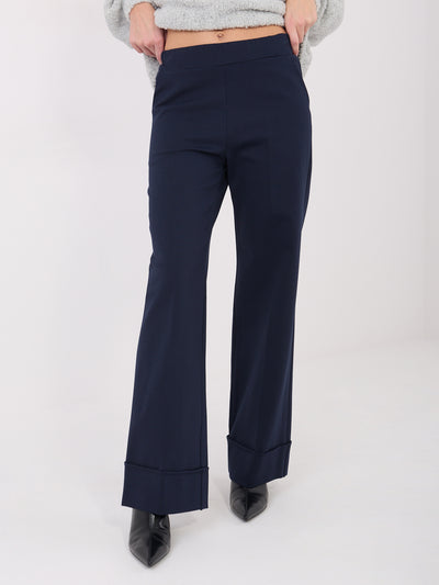 RUE PARIS Granatowe spodnie wide leg w kant