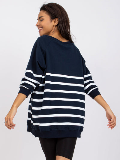 RUE PARIS Granatowo-biała bluza na co dzień