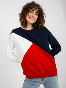 Granatowo-czerwona damska bluza basic bez kaptura