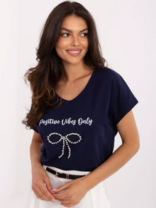 Granatowy bawełniany t-shirt z napisem