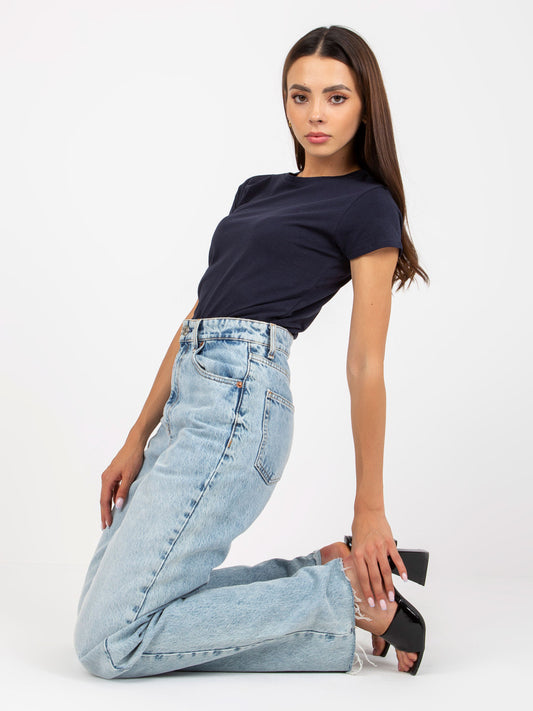 Granatowy damski t-shirt basic bawełniany