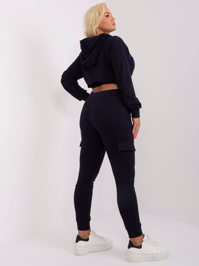 Granatowy komplet plus size z krótką bluzą
