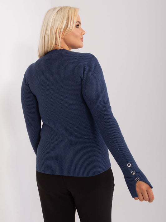 Granatowy sweter plus size z wiskozą