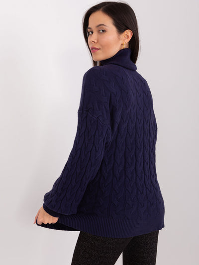 Granatowy sweter damski z golfem