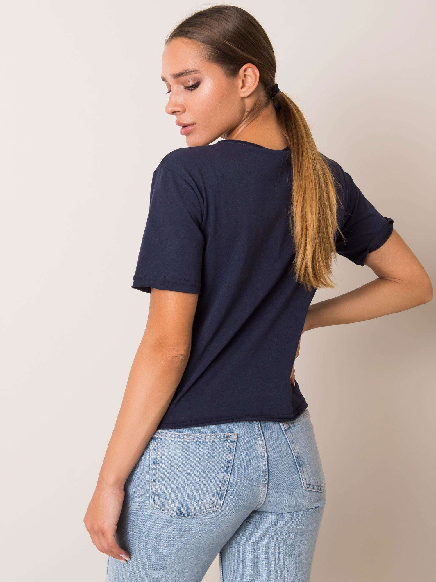 FOR FITNESS Granatowy t-shirt bawełniany