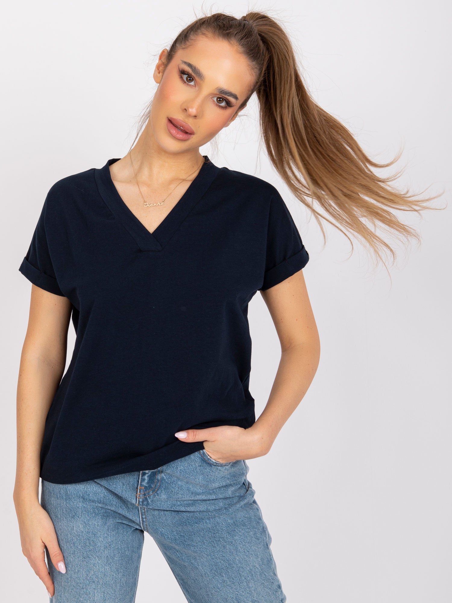 Granatowy t-shirt basic