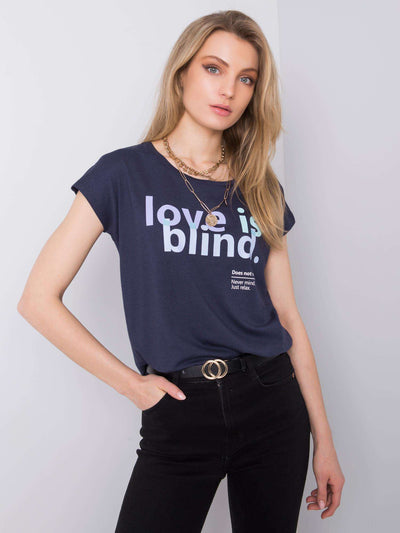 STITCH & SOUL Granatowy t-shirt z printem