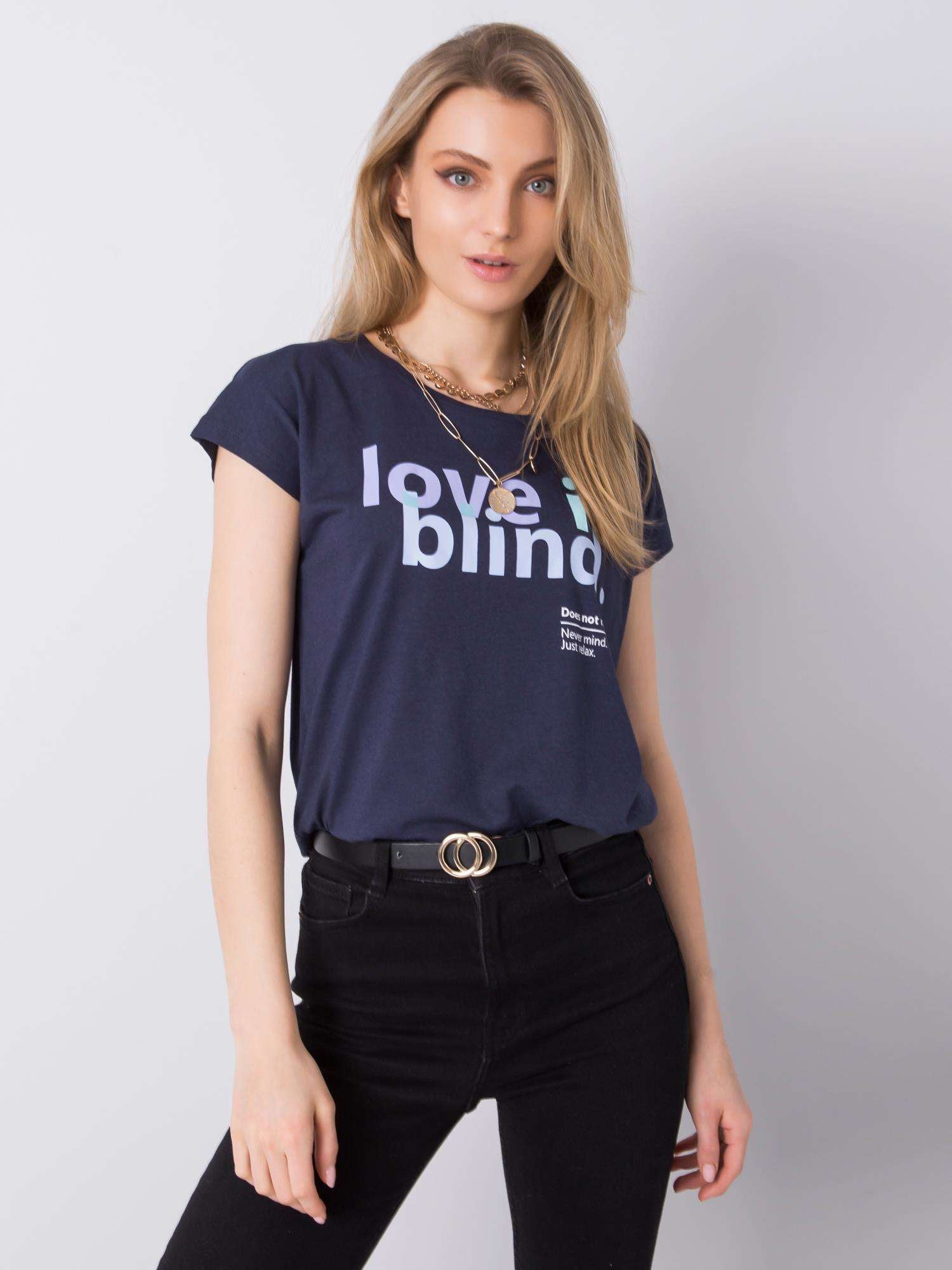STITCH & SOUL Granatowy t-shirt z printem