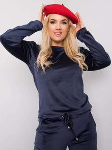 Granatowy komplet welurowy plus size