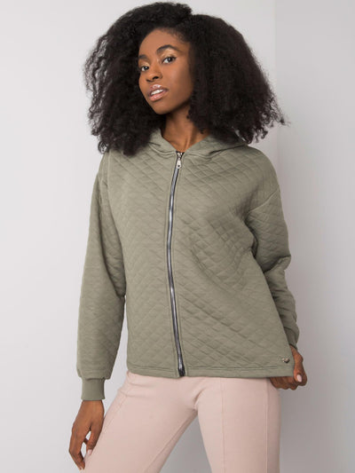 Jasna khaki rozpinana bluza z pikowaniem