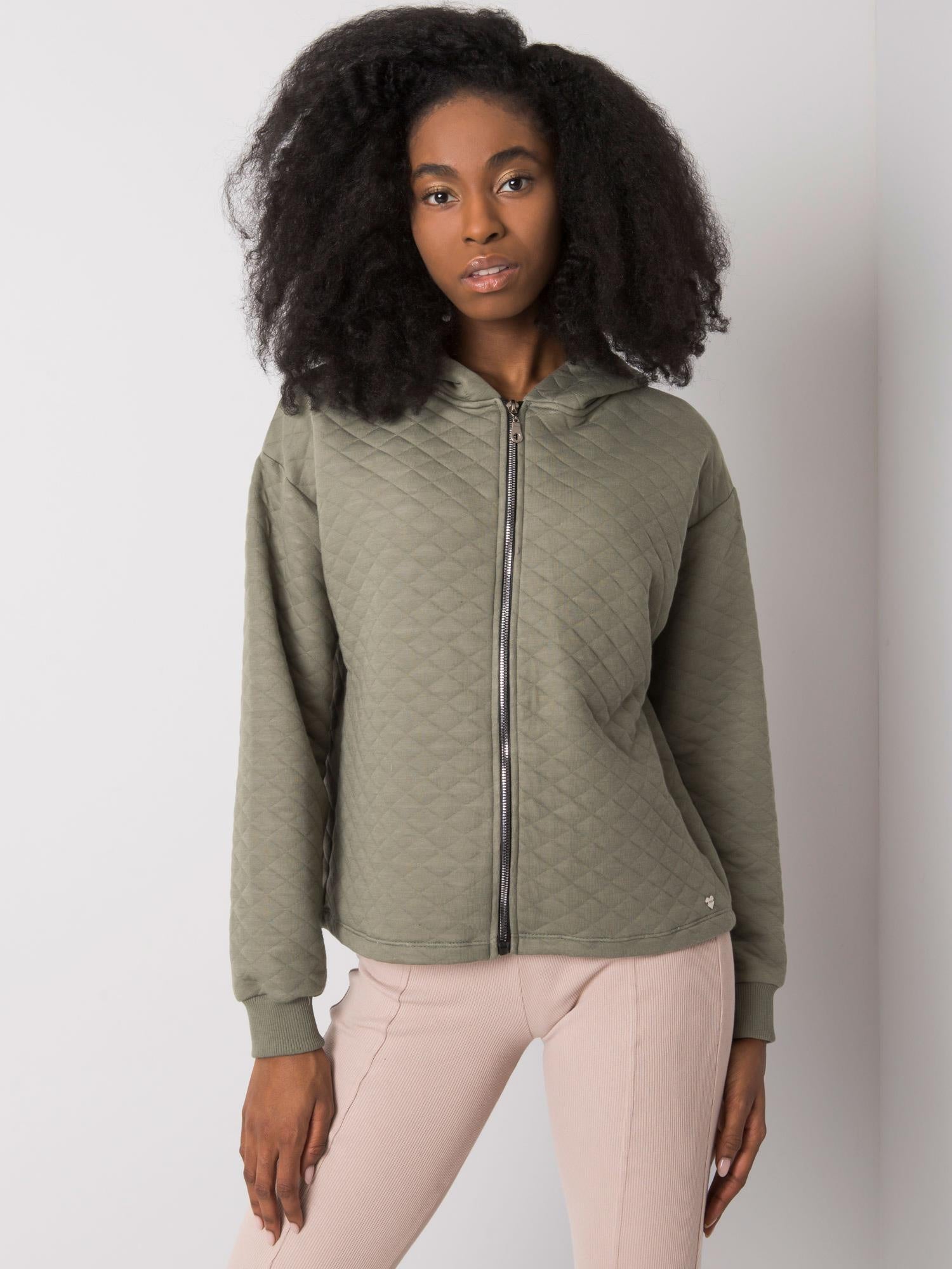 Jasna khaki rozpinana bluza z pikowaniem