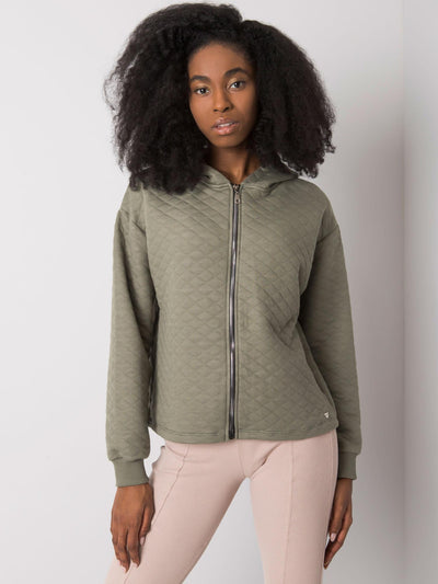 Jasna khaki rozpinana bluza z pikowaniem