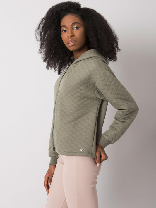 Jasna khaki rozpinana bluza z pikowaniem
