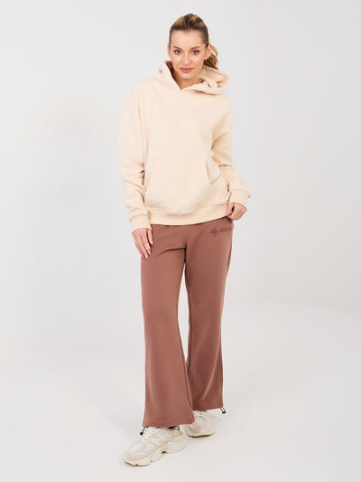 NATURAL SIDE Jasnobeżowa bluza kangurka z haftem