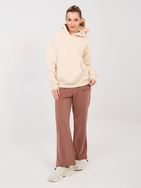 NATURAL SIDE Jasnobeżowa bluza kangurka z haftem
