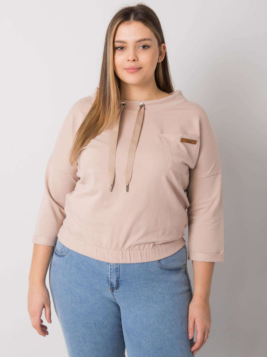 Jasnobeżowa bluza plus size z kieszenią