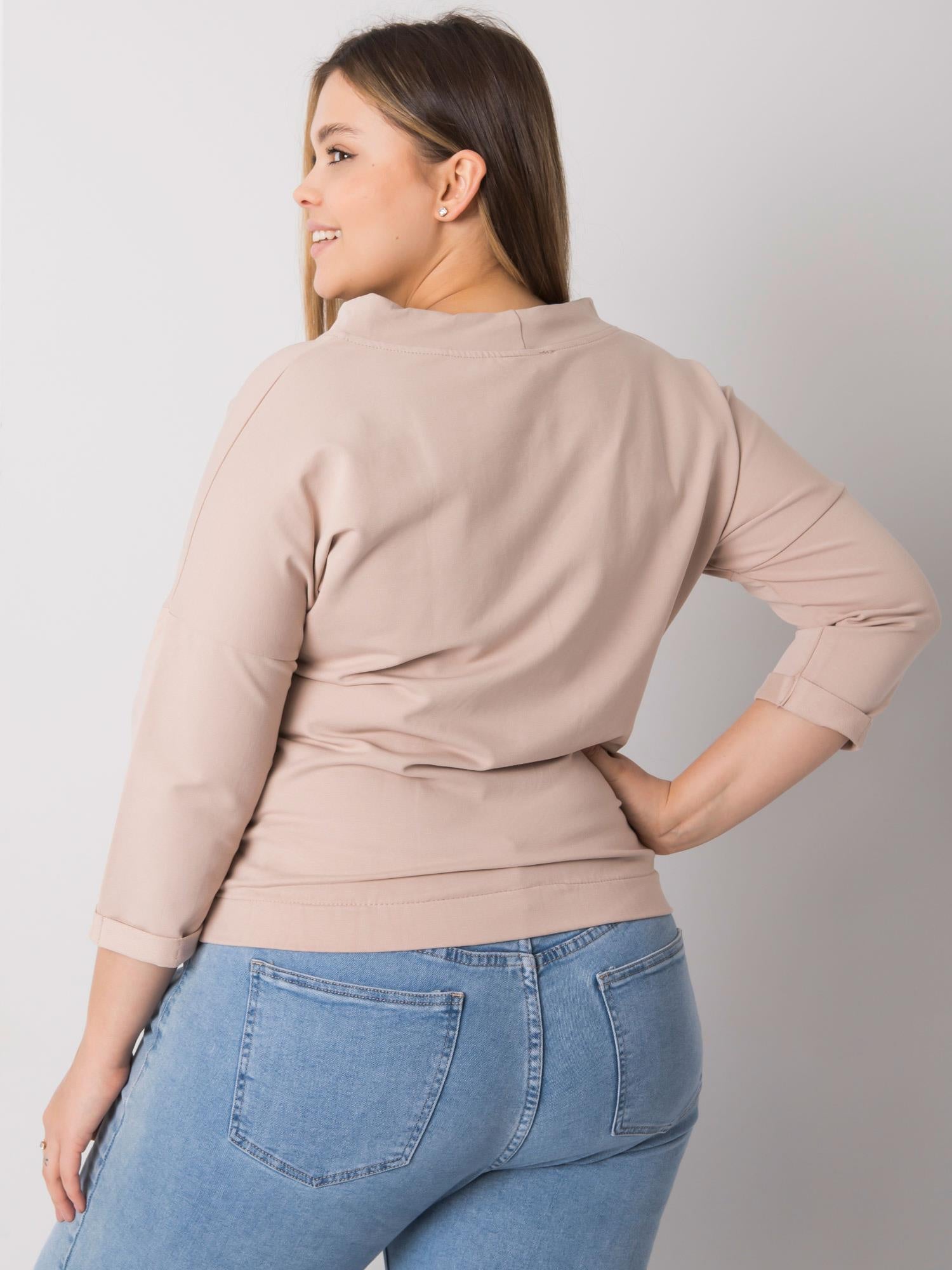 Jasnobeżowa bluza plus size z kieszenią