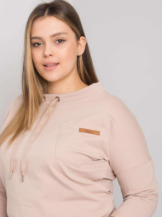 Jasnobeżowa bluza plus size z kieszenią