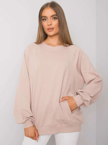 RUE PARIS Jasnobeżowa bawełniana bluza bez kaptura