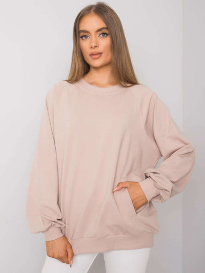 RUE PARIS Jasnobeżowa bawełniana bluza bez kaptura