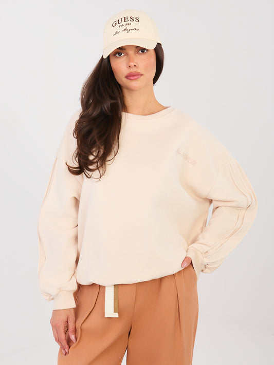 NATURAL SIDE Jasnobeżowa bluza oversize bez kaptura