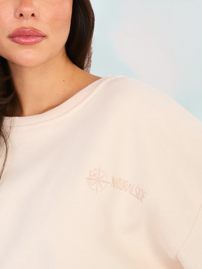 NATURAL SIDE Jasnobeżowa bluza oversize bez kaptura