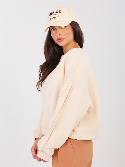 NATURAL SIDE Jasnobeżowa bluza oversize bez kaptura