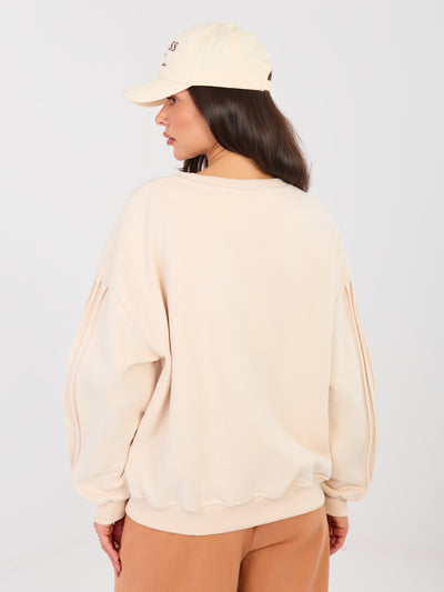 NATURAL SIDE Jasnobeżowa bluza oversize bez kaptura