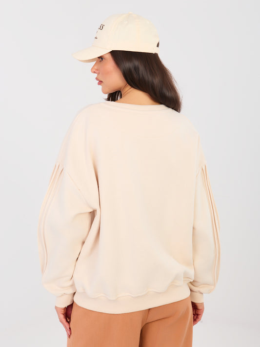 NATURAL SIDE Jasnobeżowa bluza oversize bez kaptura
