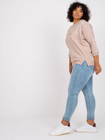 Jasnobeżowa bluzka plus size z printem