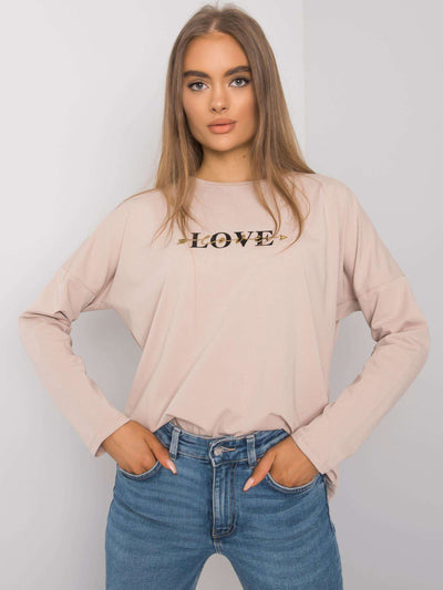 RUE PARIS Jasnobeżowy bawełniany longsleeve damski