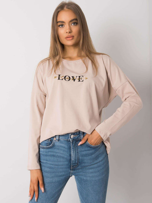 RUE PARIS Jasnobeżowy bawełniany longsleeve damski