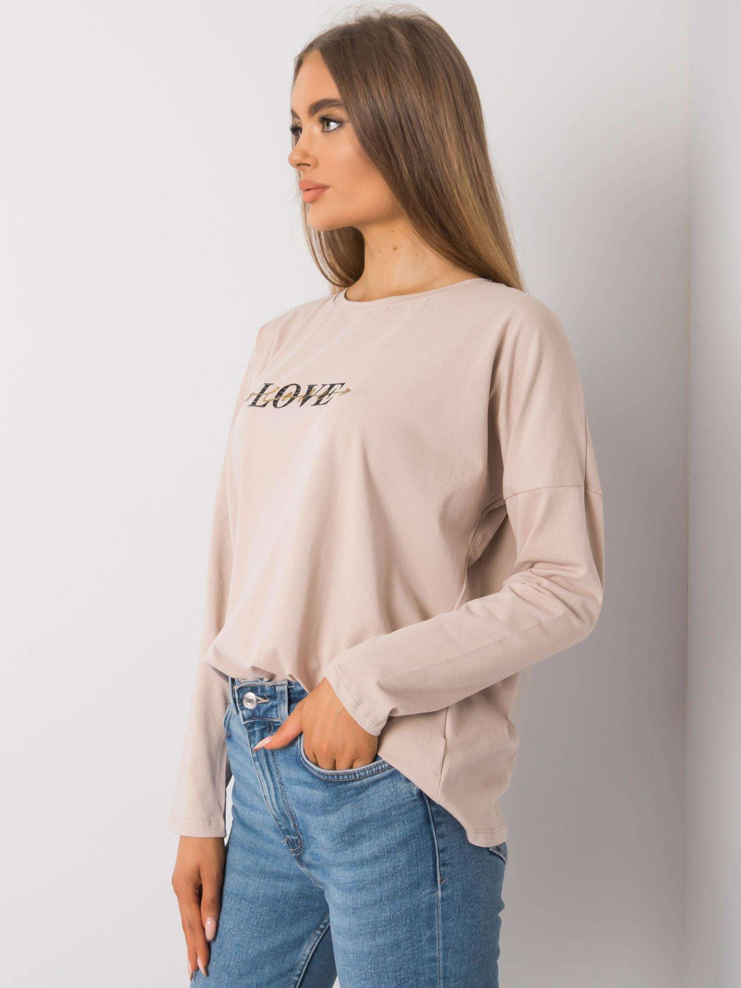 RUE PARIS Jasnobeżowy bawełniany longsleeve damski