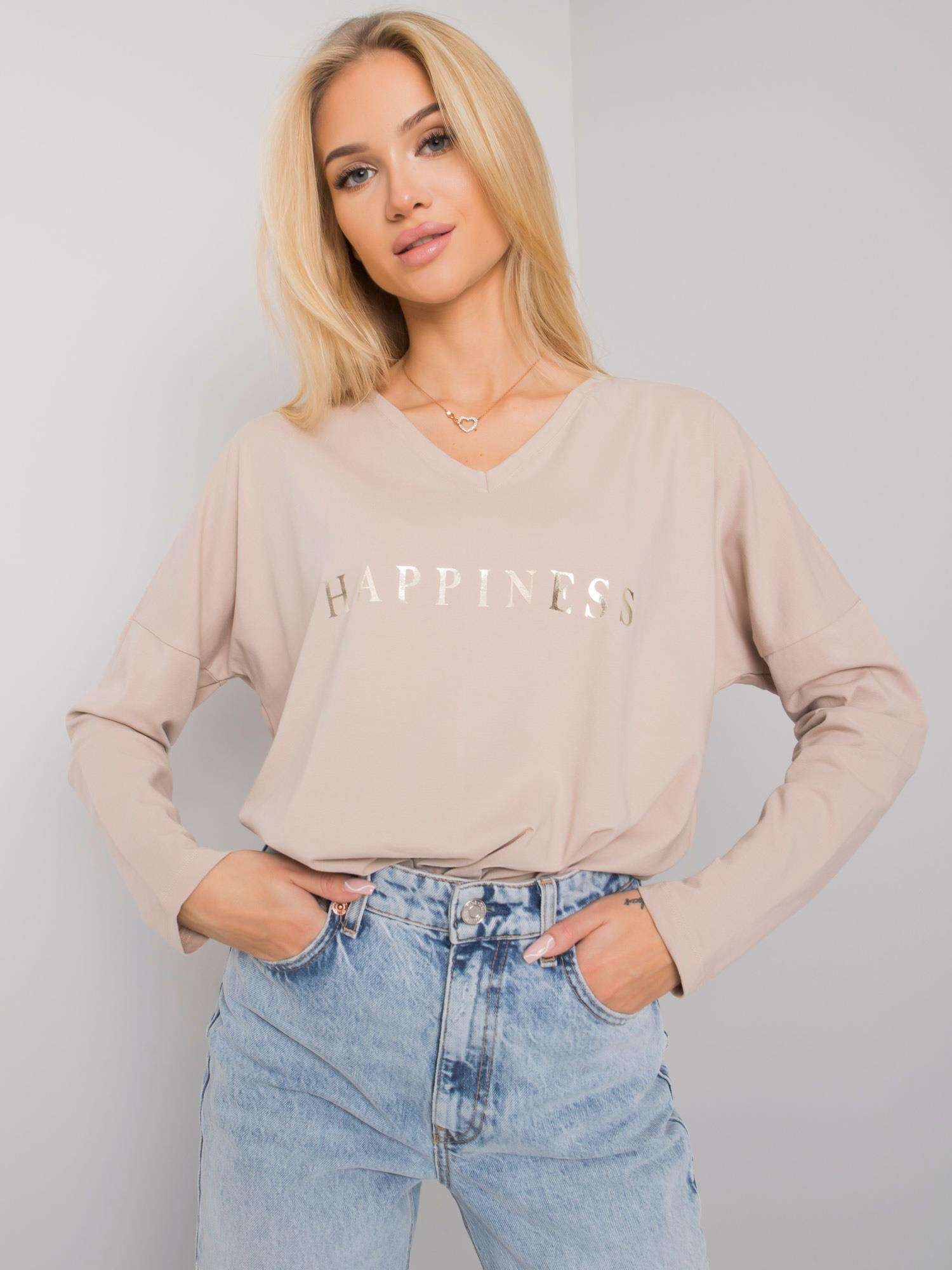 RUE PARIS Jasnobeżowy longsleeve damski