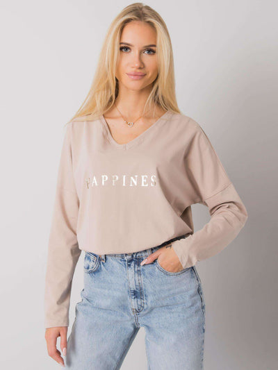 RUE PARIS Jasnobeżowy longsleeve damski