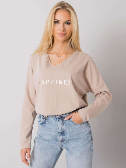 RUE PARIS Jasnobeżowy longsleeve damski
