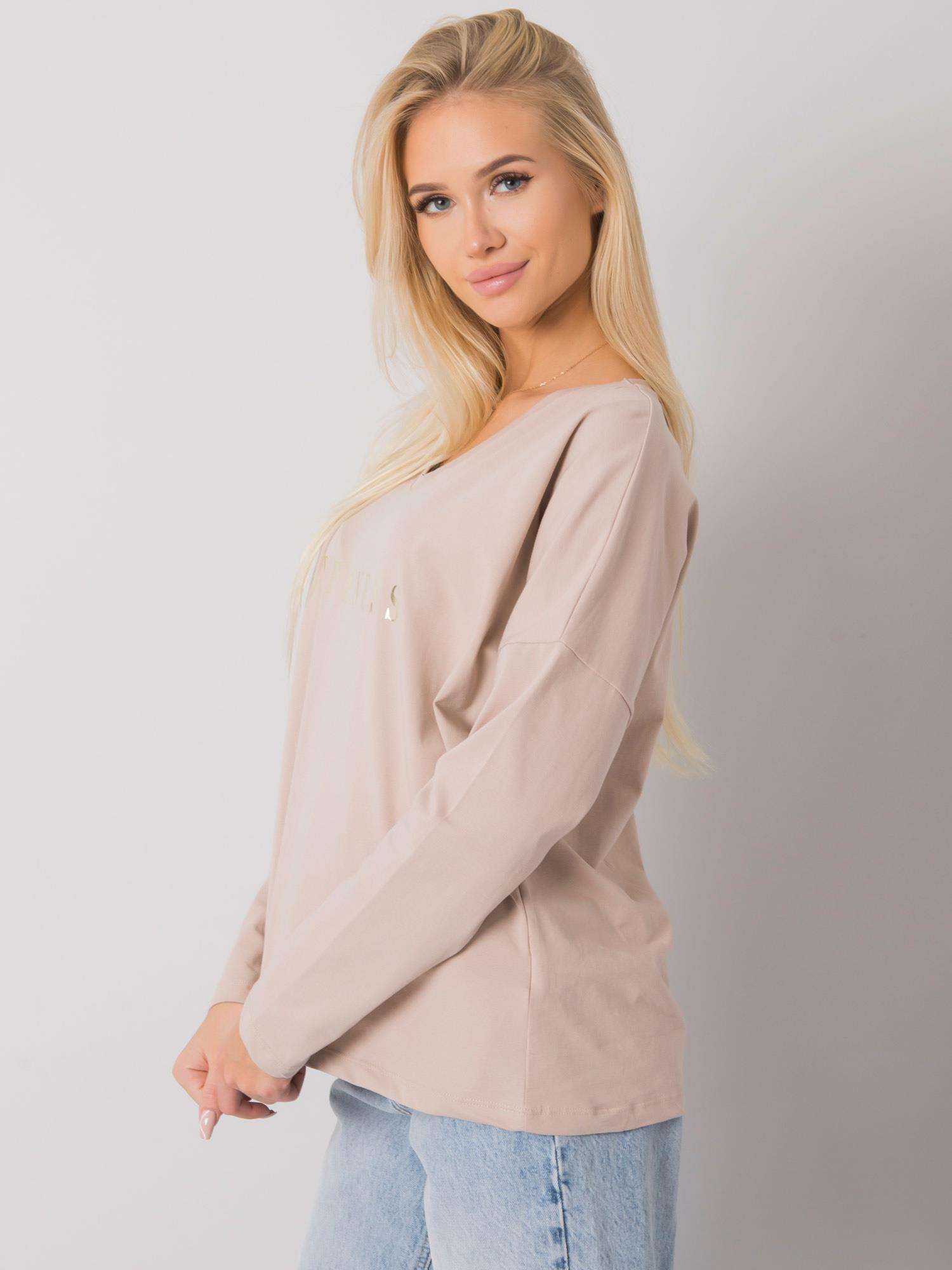 RUE PARIS Jasnobeżowy longsleeve damski