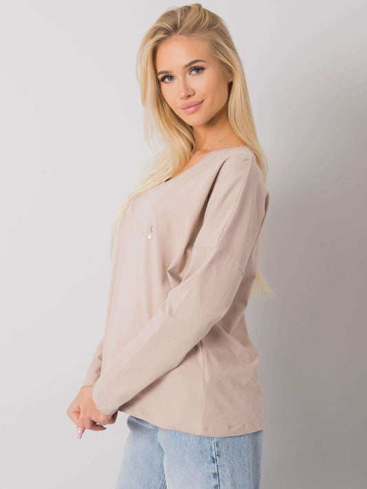 RUE PARIS Jasnobeżowy longsleeve damski
