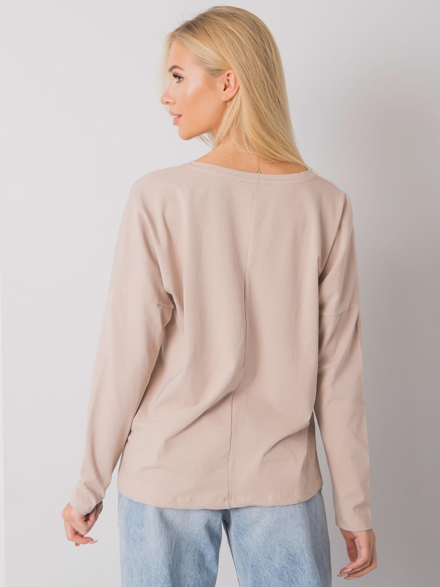 RUE PARIS Jasnobeżowy longsleeve damski