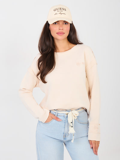 NATURAL SIDE Jasnobeżowa bluza z haftowanym napisem