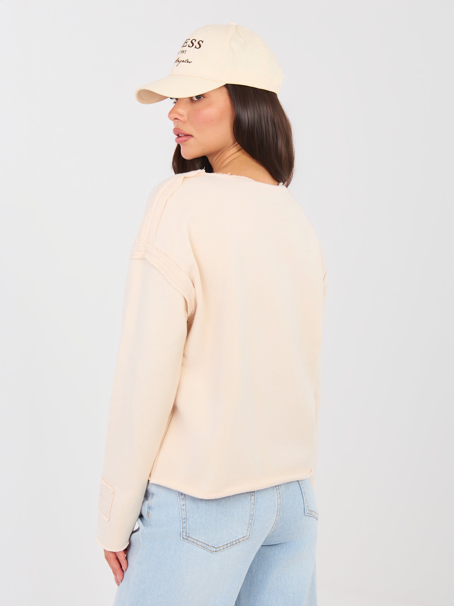 NATURAL SIDE Jasnobeżowa bluza z haftowanym napisem
