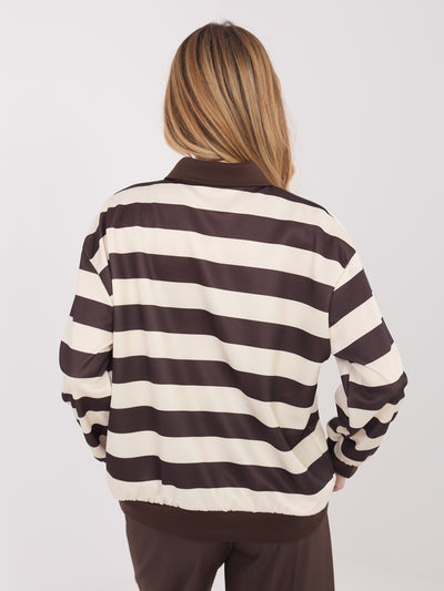 Jasnobeżowa damska bluza oversize w paski