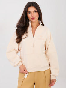 NATURAL SIDE Jasnobeżowa bluza z suwakiem u góry