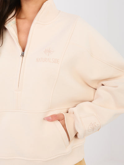 NATURAL SIDE Jasnobeżowa bluza z suwakiem u góry
