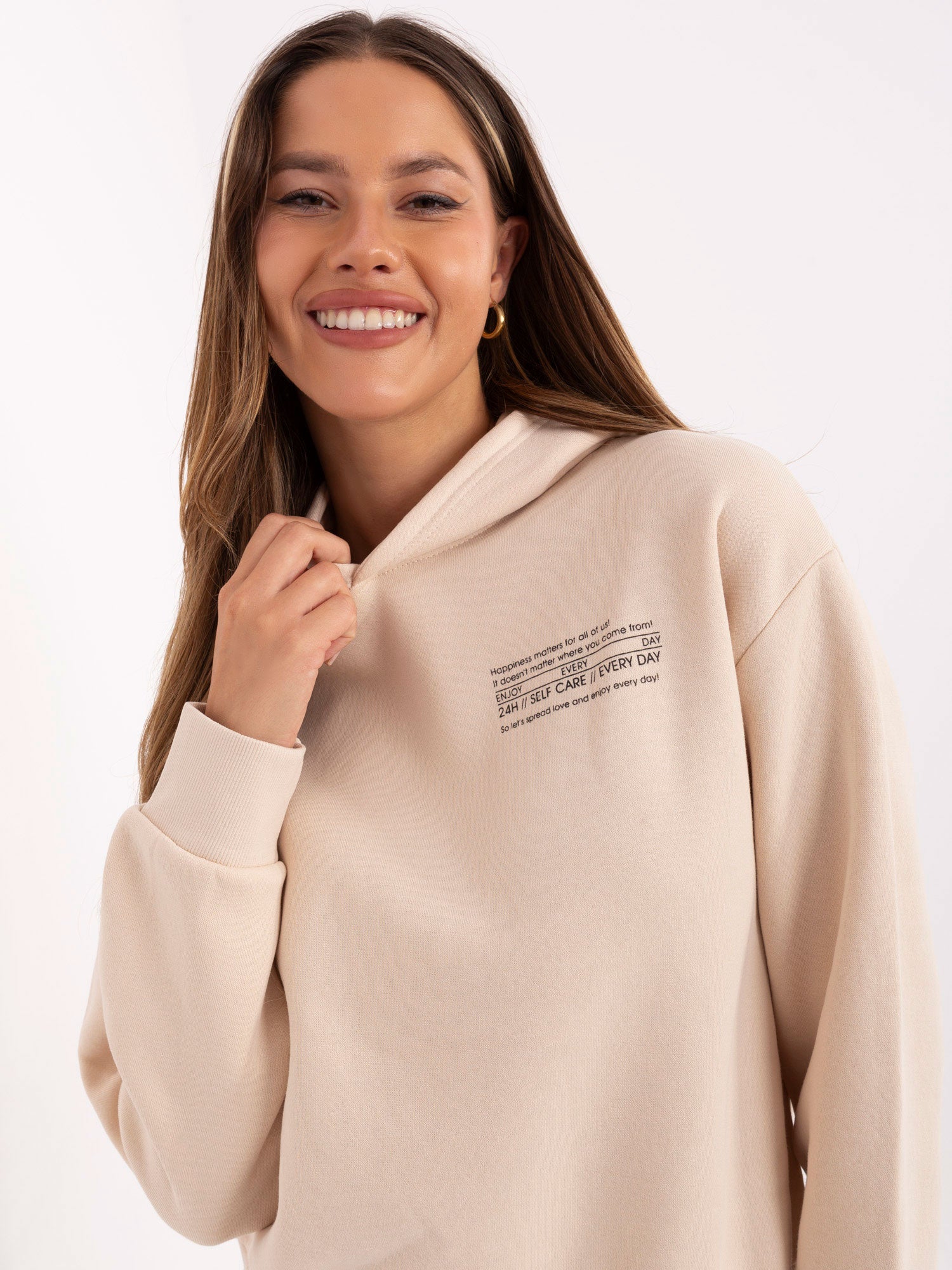 SUBLEVEL Jasnobeżowa damska bluza oversize