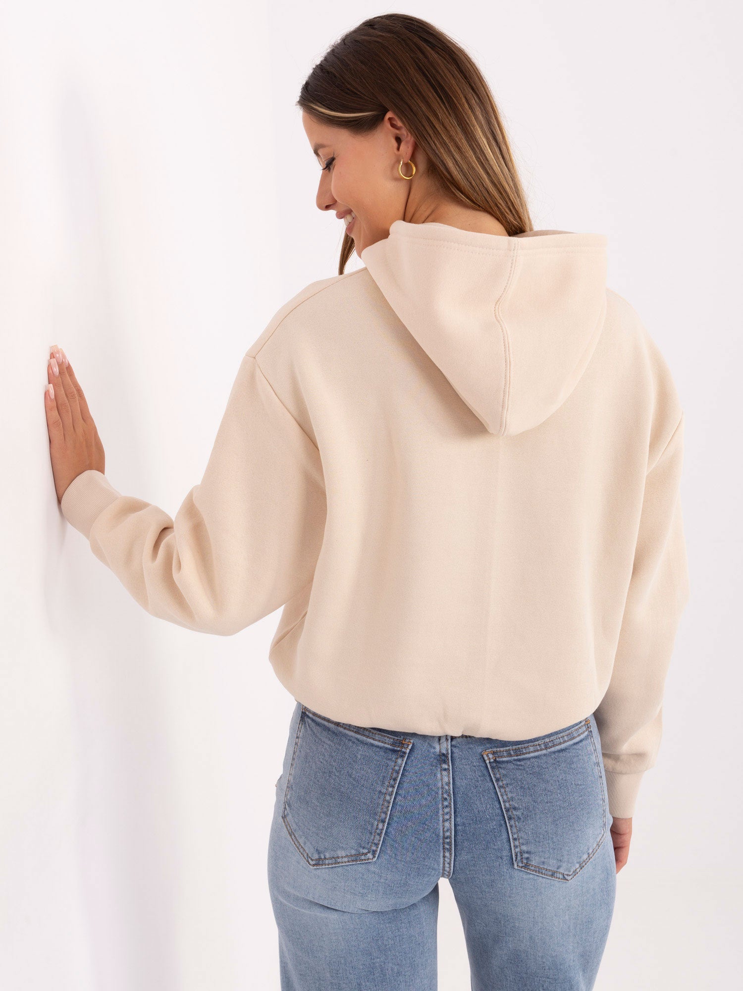 SUBLEVEL Jasnobeżowa damska bluza oversize