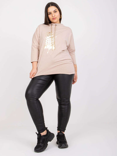 Jasnobeżowa bluzka plus size z bawełny